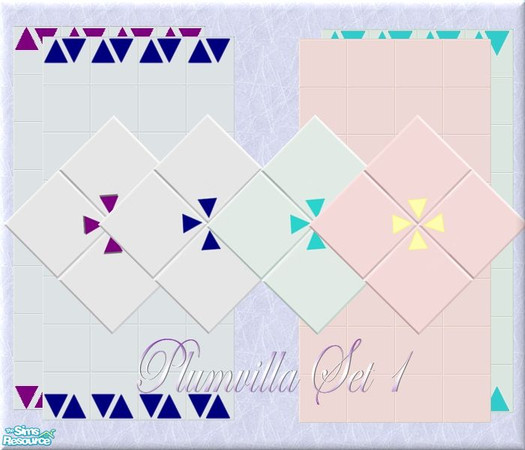 Sims 2 — Plumvilla Set 1 by carol84 — Plumvilla Set 1 has 4 different walls and floor tiles. Comes with 4 colors. Violet,