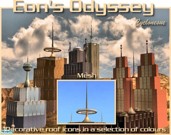 Sims 2 — Eon's Odyssey Hyperion's Orbit by Cyclonesue — A decorative mesh for roofs and landscapes. You need the BEACON