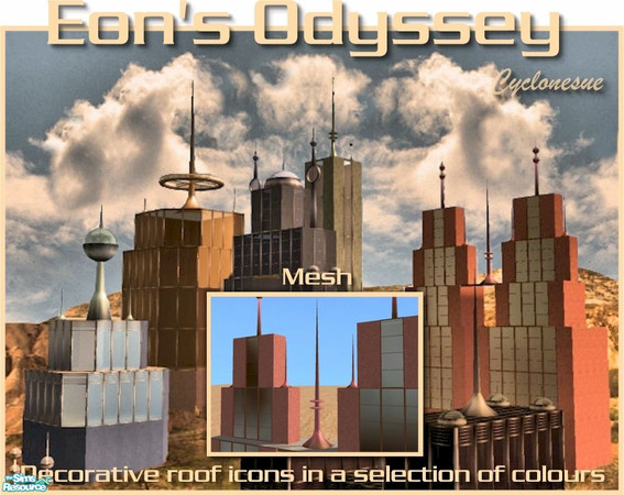 Sims 2 — Eon's Odyssey Axion's Disc Mast by Cyclonesue — A decorative mesh for roofs and landscapes. You need the BEACON
