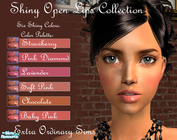 0 — Shiny Open Lips Collection by extraordinarysims — A new gorgeous collection of lipsticks, mabe by Ely. Included six