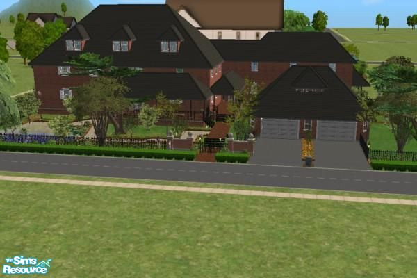 Sims 2 — Kat's Nouveau Riche #2 by Kamus4547 — This lot is my 2nd Nouveau Riche contest entry. A brick home with a 2 car