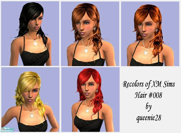 Sims 2 — Recolors of XM Sim Hair #008 by queenie28 — These are recolors of a hairstyle from xmsims. You\'ll need the mesh