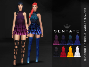 Sims 4 — Sentate - Priya Dress by Sentate — A super short ruffle dress with halter neck and bow detail. This dress is