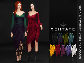 Sims 4 — Sentate - Morgana Wrap Dress by Sentate — A Witchy-Inspired wrap dress with sweetheart neckline and billowing