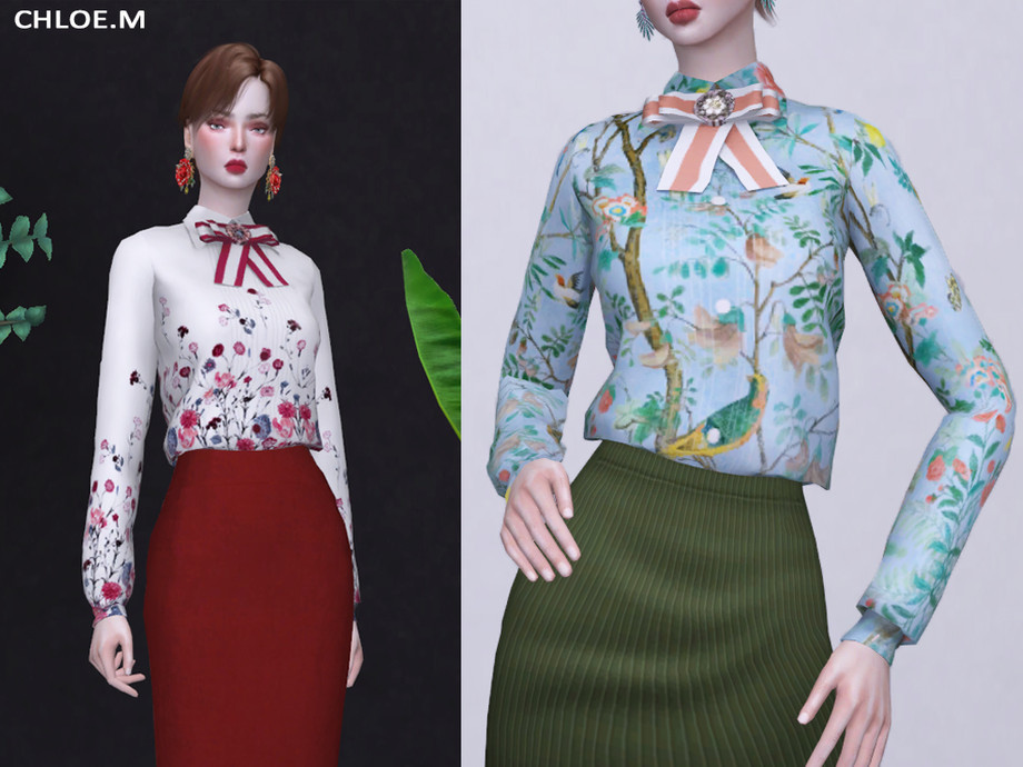 The Sims Resource - ChloeM-Bow tie Blouse