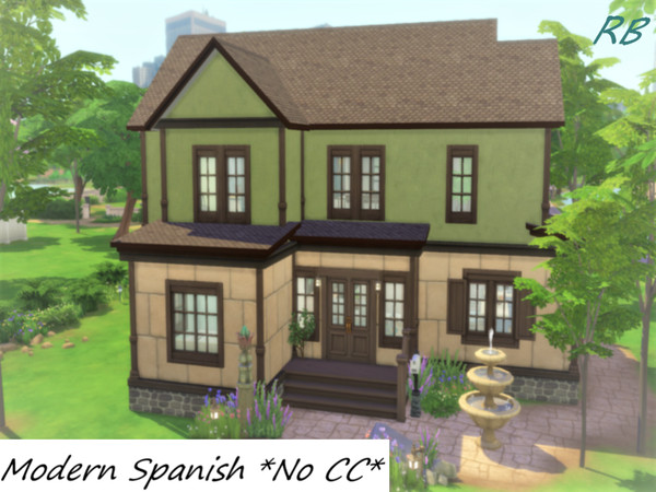 Sims 4 — Modern Spanish *No CC* by Rayabee — A build with a slight Spanish feel but with a lot of modern and traditional