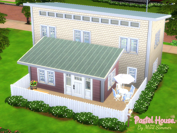 Sims 4 — Pastel House (No CC) by Mini_Simmer — This is a Four Bedrooms pastel home. On the inside of the home is an open