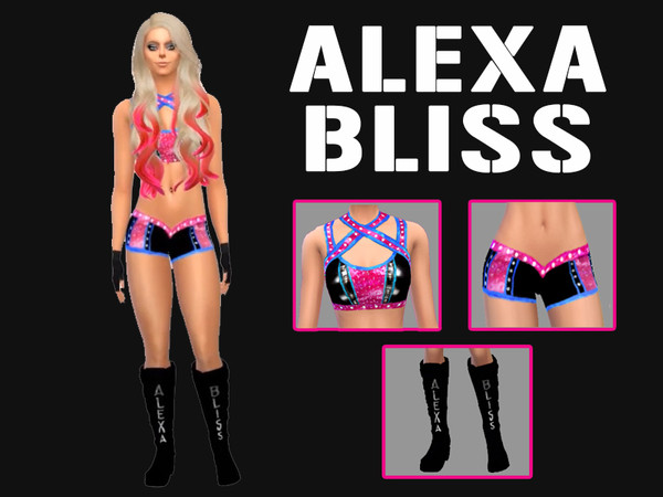 Sims 4 — WWE Alexa Bliss Wrestling Gear by Simpersonation — Simpersonate the goddess of WWE, the 3 times Raw Women's