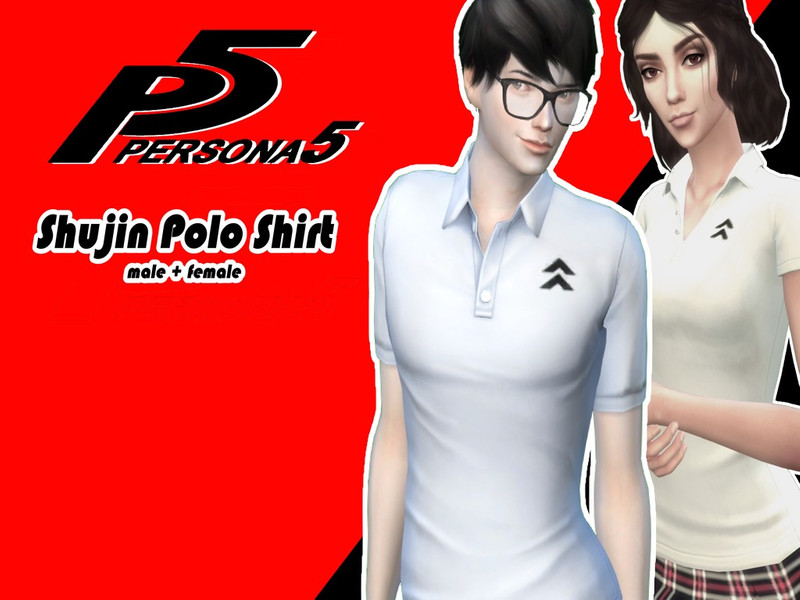Sims 4 The Sims Resource | Persona 5 - Shujin Polo Shirt by TSR Creator