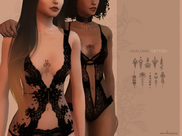 Sims 4 — Unalome tattoo by MerakiSims — 10 different unalome sternum tattoos 
