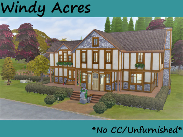 Sims 4 — Windy Acres *No CC/Unfurnished* by Rayabee — A large home set in Windenburg with a similar style as the