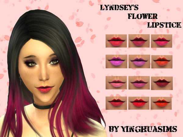 Sims 4 — YHS Flower Liquid Lipstick by YinghuaSims — Liquid Lipstick. 12 + 1 mystery swatches. I hope you love!