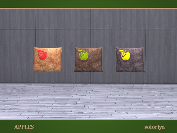 Sims 4 — Apples. Pillow by soloriya — Pillow with an apple. Part of Apples set. 3 color variations. Category: Decorative