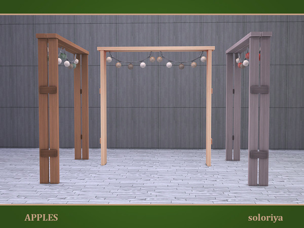 Sims 4 — Apples. Frame by soloriya — Decorative large frame with balls. Part of Apples set. 3 color variations. Category: