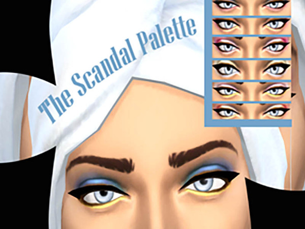 Sims 4 — Scandal Palette Eyeshadows by AthinaKatehi — Mesh Teen - Adult 7 Shades of: Golds, Blues, Hot Pink, Baby Pink