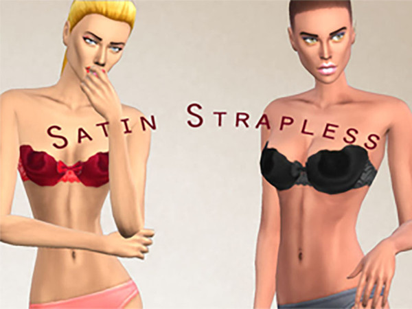 Sims 4 — Satin Strapless  by AthinaKatehi — New mesh Teen - Adult 4 Color Choices 