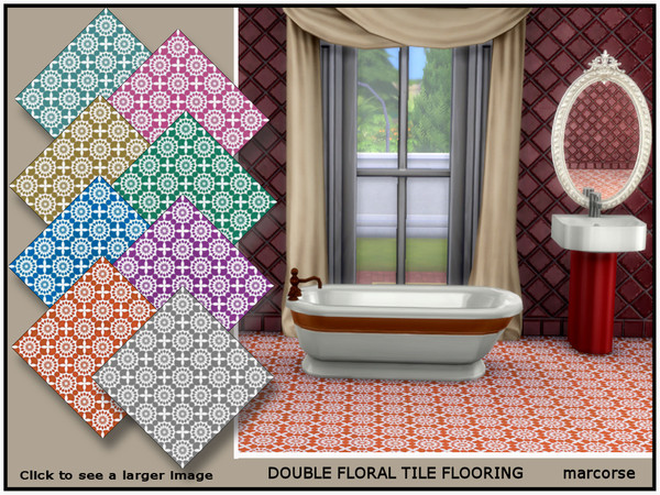 Sims 4 — Double Floral Tile Flooring_marcorse by marcorse — Hint of the Ottoman in this bold bicoloured tile, with a