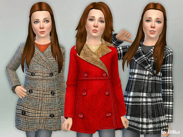 Sims 4 — Winter Coat for Girls 02 [NEEDS SEASONS] by lillka — Winter Coat for Girls 02 New item / 3 styles YOU NEED