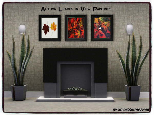 Sims 3 — Dess_Autumn Leaves in View by Xodess — Beautiful Autumn paintings for your Sims' home. Single file made of three