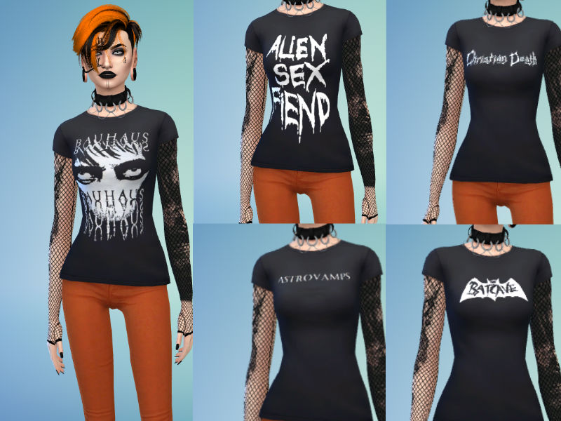 The Sims Resource 7 goth / deathrock band shirts