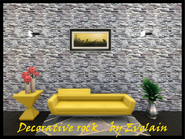 Sims 4 — Decorative stone wall by Evolain — Walls made of decorative stone. 3 colors for all heights. Do not re-upload