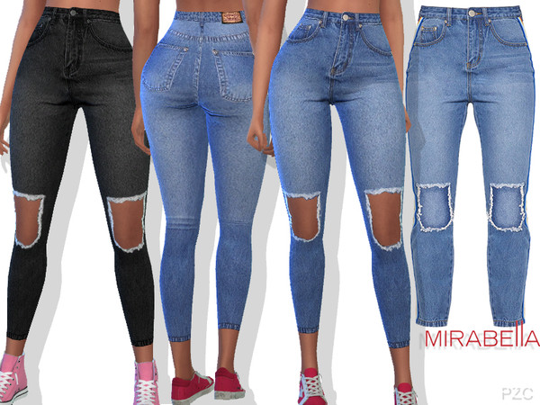 The Sims Resource - Summer Ripped Denim Jeans Mirabella