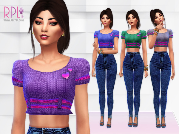 The Sims Resource - Knit Crop Top