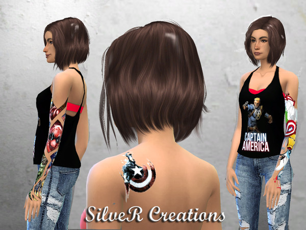 Sims 4 — Comic Tattoo Set by silvercyclone — Ever wonder if your sims need more comic based tattoos? The answer is