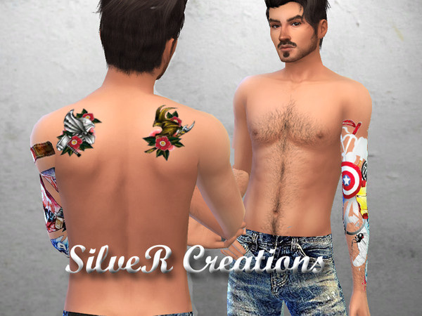 Sims 4 — Marvel Sleeve Tattoo by silvercyclone — Part of the Comics tattoo Set Enjoy!
