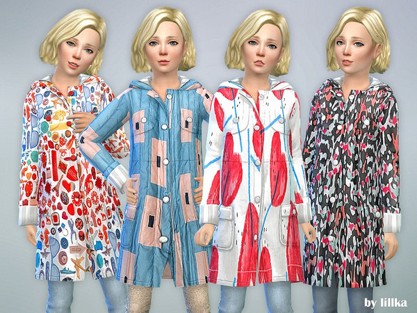 Sims 4 — Rain Jacket for Children  [NEEDS SEASONS] by lillka — Rain Jacket for children New item / 4 styles YOU NEED