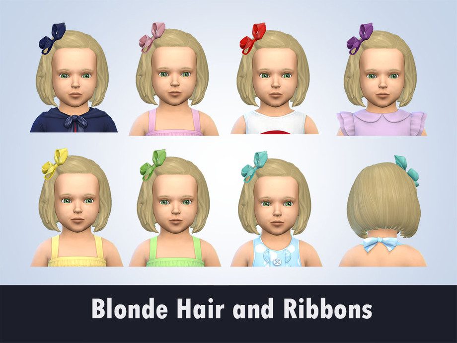 The Sims Resource - Blonde Hair and Ribbons - Toddlers SP needed