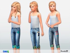Sims 4 — S77 girl 29 by Sonata77 — Jeans capri for girl. New item. 3 colors.