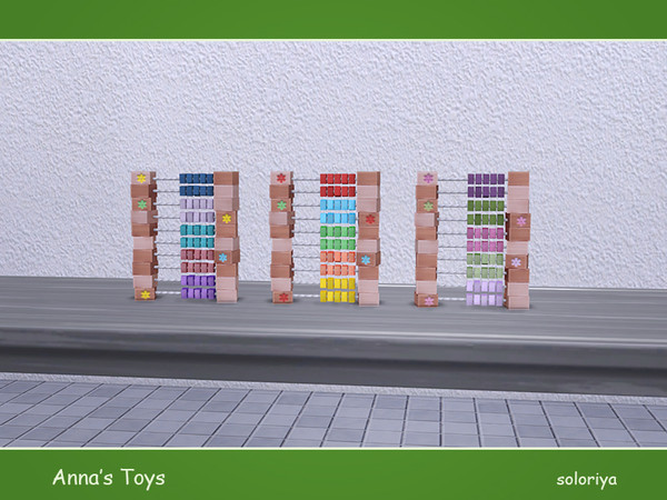 Sims 4 — Anna's Toys. Abacus by soloriya — Decorative abacuse and cubes. Part of Anna's Toys set. 3 color variations.