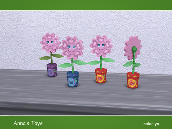Sims 4 — Anna's Toys. Flower by soloriya — Decorative smiling table flower. Part of Anna's Toys set. 3 color variations.