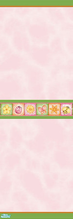 Sims 2 — 'Bugs and Buds' Series - Individual Item by rhiannon32ga — A soft bubblegum pastel wall with decorative bugs and