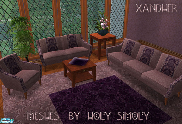Sims 2 — Durante Deco Lounge  - Cranberry by Xandher — Diamond cranberry upholstery beautifully compliments a detailed