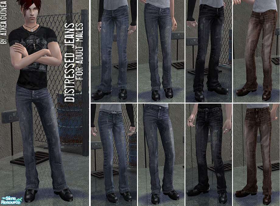 The Sims Resource - Distressed Boot-cut Jeans for Males