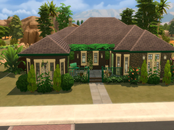 Sims 4 — Country Oasis No CC by LJaneP6 — A quiet, relaxing place for the avid reader or the romantic at heart! 