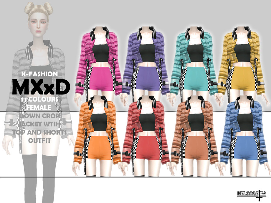 The Sims Resource - MXXD - Down Crop Jacket - Outfit
