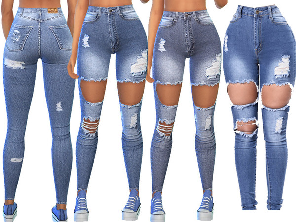 The Sims Resource - Distressed Skinny Medium Blue Denim Jeans