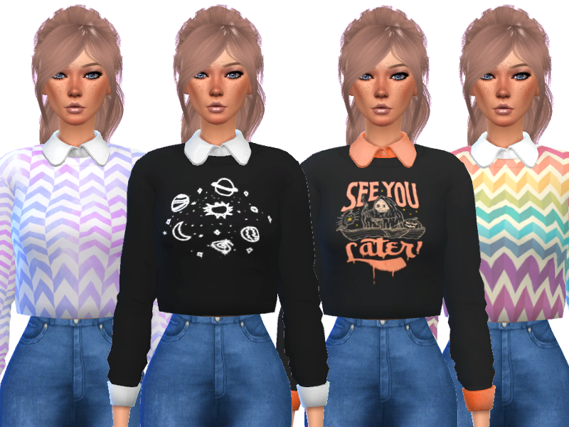 The Sims Resource - Adorable Collar Shirt - Mesh Needed