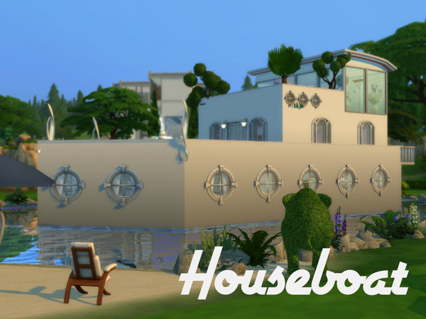 Sims 4 — Houseboat by Swons_and_SharkS_privat_page — It is a houseboat, has 2 bedrooms, and a large sitting area, in the