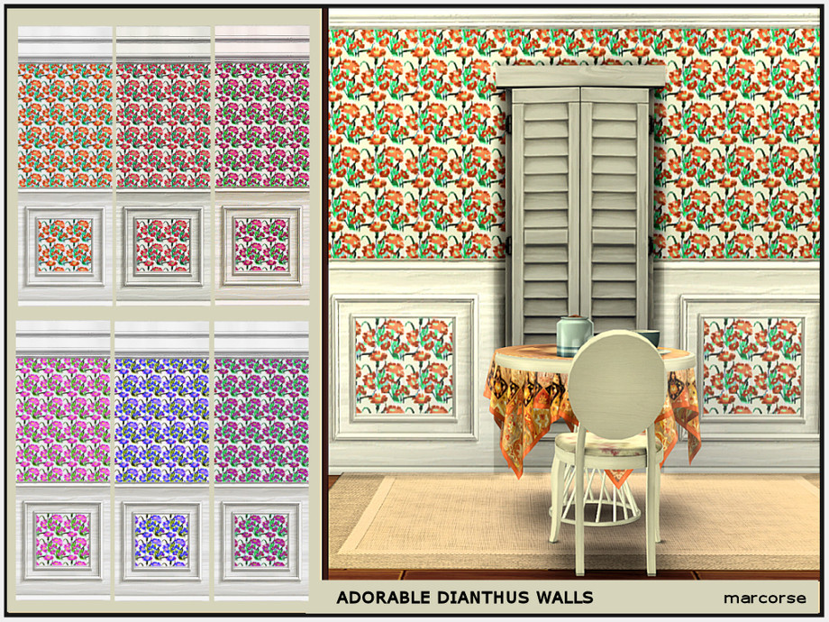 The Sims Resource - Adorable Dianthus Walls_marcorse..