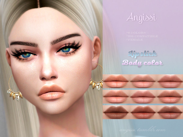 Sims 4 — Lipstick-Body color by ANGISSI — *Base game *9 colors *HQ compatible *FEMALE *Works with all skins *Custom