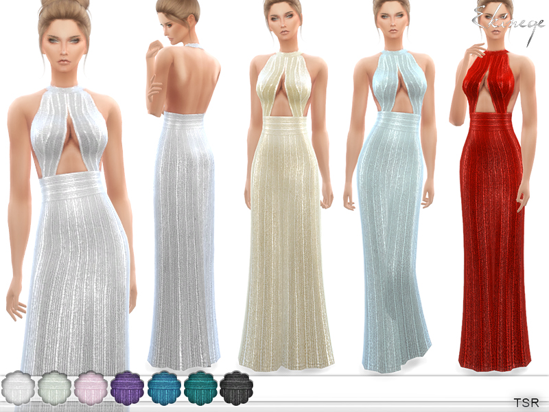 The Sims Resource - Open-Back Halter Dress