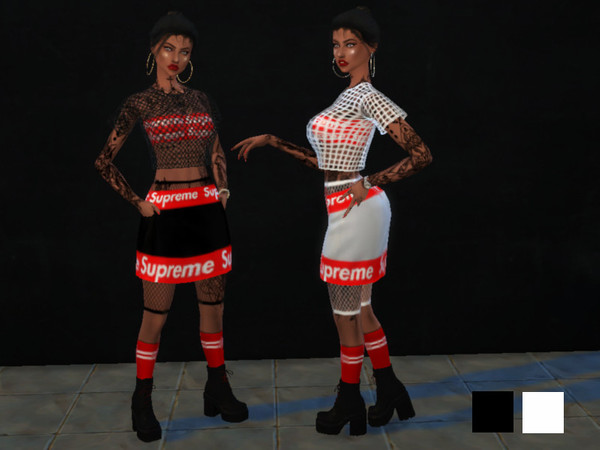 Sims 4 — SUPREME SKIRT by Julia2907 — This Supreme Skirt available in White and Black, It Comes without the fishnet!!