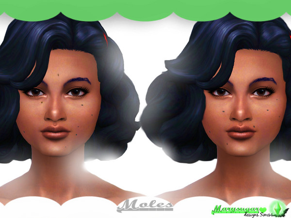 Sims 4 — Moles by Marysugar — Moles. Two versions. Item with custom thumbnails. Base game compatible. T.O.U.: Do not