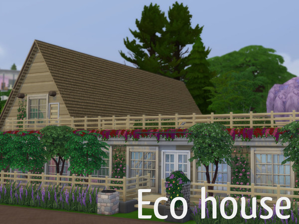 Sims 4 —  Eco house by Swons_and_SharkS_privat_page — The whole house is built of natural materials, there is greenery