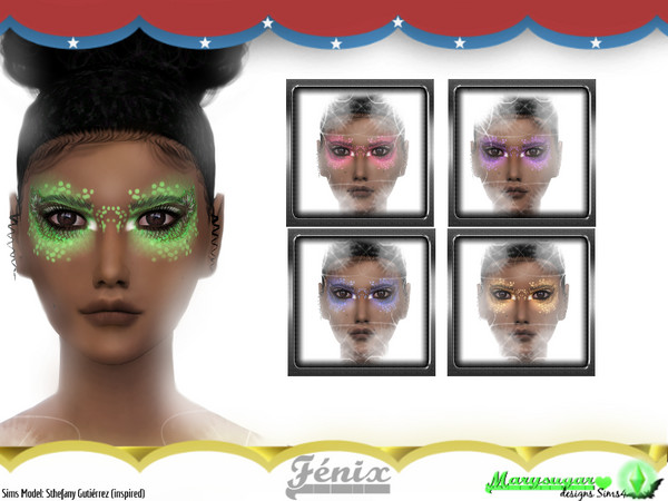 Sims 4 — Fenix  by Marysugar — Item with custom thumbnails. Base game compatible. Five versions. Fantasy eyeshadows.