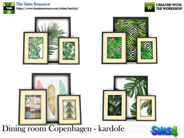 Sims 4 — kardofe_Dining room Copenhagen_Pictures by kardofe — Group of three paintings on the floor, leaning against the